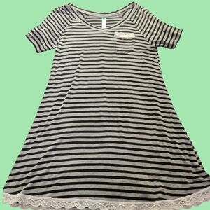 Honeydew Intimates Black and Gray Striped Nightshirt